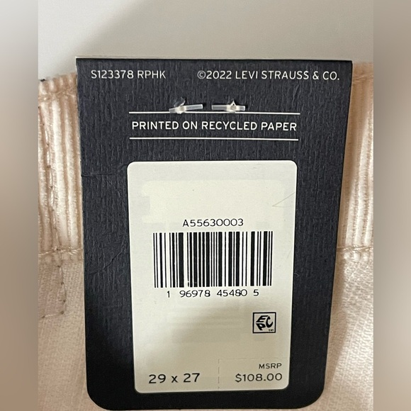 Levi’s Premium Corduroy Pants Women Ivory Middy Ankle Bootcut 33x27  Size 16 New - Picture 7 of 11